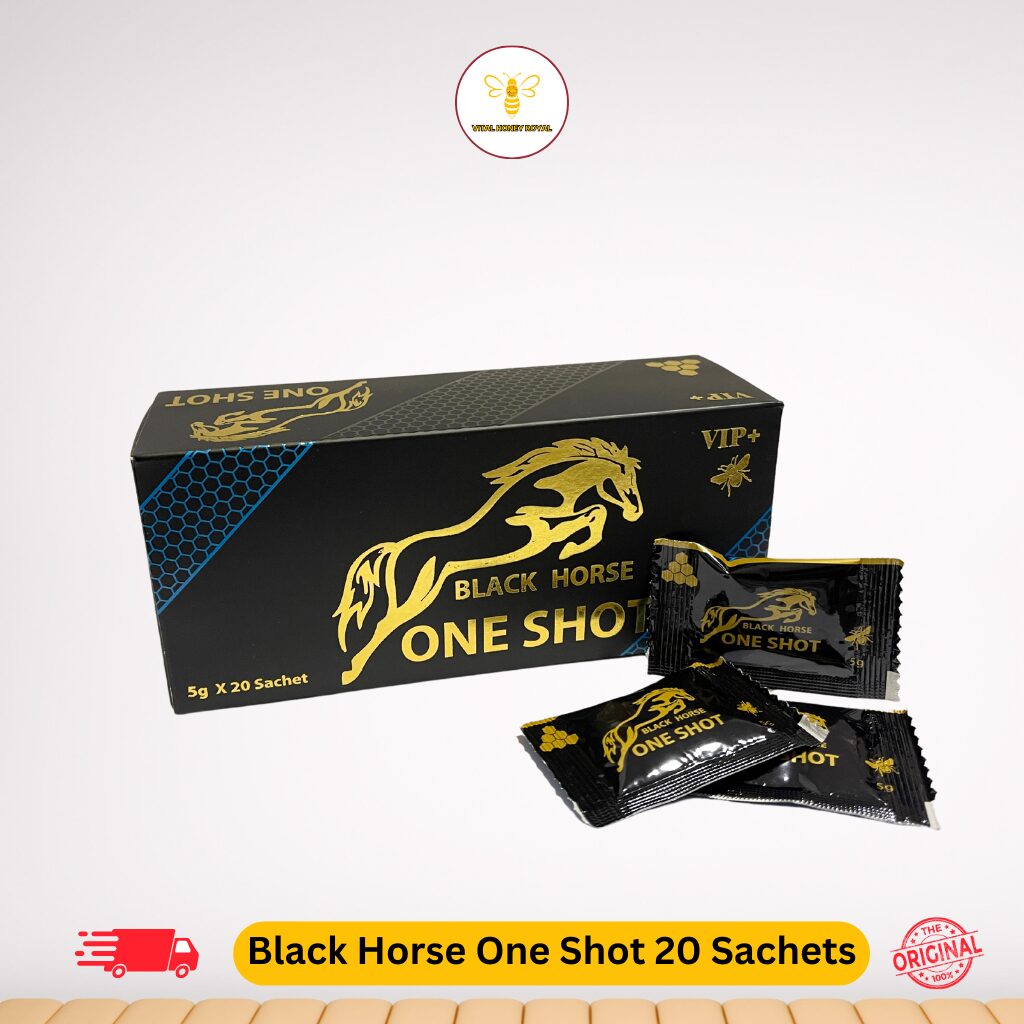 Black Horse One Shot Original Malaysian Vital Honey 20 Sachets*5g